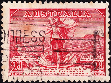 Австралия 1936 год . Австралия/Тасмания телефонная линия . Каталог 0,50 €.(2)